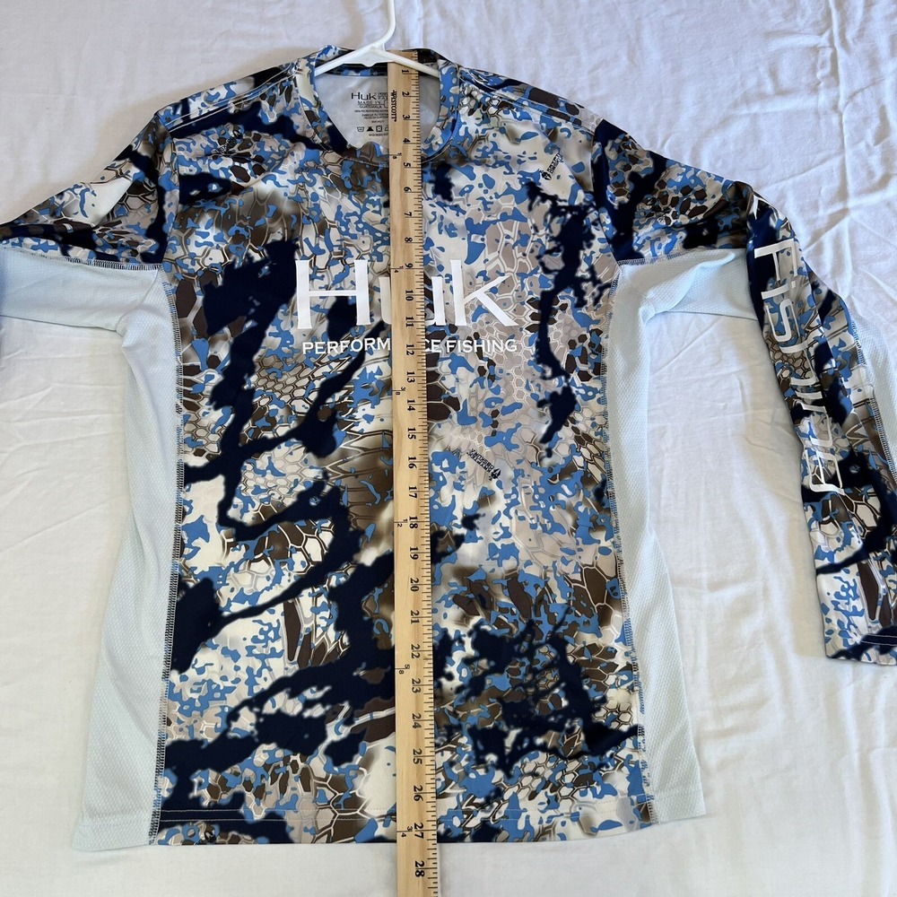HUK Mens Performance Shirt Kryptek Camo Mens Small Long Sleeve Fishing - Picture 7 of 8